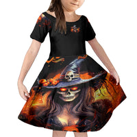 Witch Skull Family Matching Off Shoulder Long Sleeve Dress and Hawaiian Shirt It's Hocus Pocus Time Witches - Wonder Print Shop
