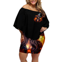 Witch Skull Family Matching Off Shoulder Short Dress and Hawaiian Shirt It's Hocus Pocus Time Witches - Wonder Print Shop