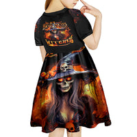 Witch Skull Kid Short Sleeve Dress It's Hocus Pocus Time Witches - Wonder Print Shop