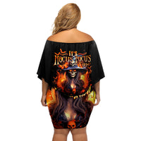 Witch Skull Off Shoulder Short Dress It's Hocus Pocus Time Witches - Wonder Print Shop