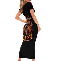 Witch Skull Short Sleeve Bodycon Dress It's Hocus Pocus Time Witches - Wonder Print Shop