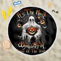 Ghost Halloween Beach Blanket It's The Most Wonderfull Time Of The Year - Wonder Print Shop