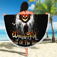 Ghost Halloween Beach Blanket It's The Most Wonderfull Time Of The Year - Wonder Print Shop