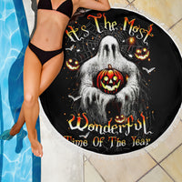 Ghost Halloween Beach Blanket It's The Most Wonderfull Time Of The Year - Wonder Print Shop