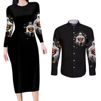 Ghost Halloween Couples Matching Long Sleeve Bodycon Dress and Long Sleeve Button Shirt It's The Most Wonderfull Time Of The Year - Wonder Print Shop
