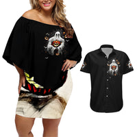 Ghost Halloween Couples Matching Off Shoulder Short Dress and Hawaiian Shirt It's The Most Wonderfull Time Of The Year - Wonder Print Shop
