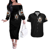 Ghost Halloween Couples Matching Off The Shoulder Long Sleeve Dress and Hawaiian Shirt It's The Most Wonderfull Time Of The Year - Wonder Print Shop