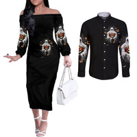 Ghost Halloween Couples Matching Off The Shoulder Long Sleeve Dress and Long Sleeve Button Shirt It's The Most Wonderfull Time Of The Year DT01