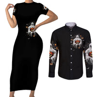 Ghost Halloween Couples Matching Short Sleeve Bodycon Dress and Long Sleeve Button Shirt It's The Most Wonderfull Time Of The Year - Wonder Print Shop