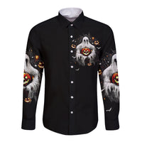 Ghost Halloween Long Sleeve Button Shirt It's The Most Wonderfull Time Of The Year - Wonder Print Shop