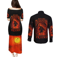 Jack O Lantern Skull Couples Matching Puletasi Dress and Long Sleeve Button Shirt Hello Darkness My Old Friend - Wonder Print Shop