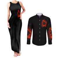 Jack O Lantern Skull Couples Matching Tank Maxi Dress and Long Sleeve Button Shirt Hello Darkness My Old Friend - Wonder Print Shop