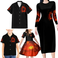 Jack O Lantern Skull Family Matching Long Sleeve Bodycon Dress and Hawaiian Shirt Hello Darkness My Old Friend - Wonder Print Shop