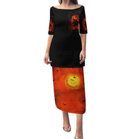 Jack O Lantern Skull Family Matching Puletasi Dress and Hawaiian Shirt Hello Darkness My Old Friend - Wonder Print Shop