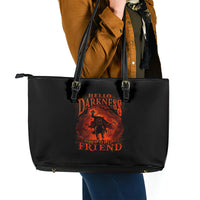 Jack O Lantern Skull Leather Tote Bag Hello Darkness My Old Friend - Wonder Print Shop