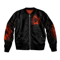 Jack O Lantern Skull Sleeve Zip Bomber Jacket Hello Darkness My Old Friend - Wonder Print Shop