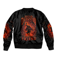 Jack O Lantern Skull Sleeve Zip Bomber Jacket Hello Darkness My Old Friend - Wonder Print Shop