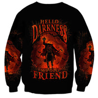 Jack O Lantern Skull Sweatshirt Hello Darkness My Old Friend - Wonder Print Shop