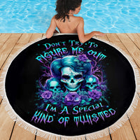 Flower Lady Skull Beach Blanket Don't Try To Figure Me Out - Wonder Print Shop