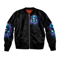 Flower Lady Skull Bomber Jacket Don't Try To Figure Me Out - Wonder Print Shop