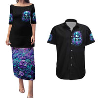Flower Lady Skull Couples Matching Puletasi Dress and Hawaiian Shirt Don't Try To Figure Me Out - Wonder Print Shop