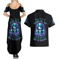 Flower Lady Skull Couples Matching Summer Maxi Dress and Hawaiian Shirt Don't Try To Figure Me Out - Wonder Print Shop
