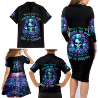 Flower Lady Skull Family Matching Long Sleeve Bodycon Dress and Hawaiian Shirt Don't Try To Figure Me Out - Wonder Print Shop