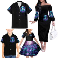 Flower Lady Skull Family Matching Off Shoulder Long Sleeve Dress and Hawaiian Shirt Don't Try To Figure Me Out - Wonder Print Shop