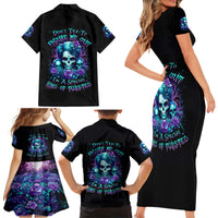 Flower Lady Skull Family Matching Short Sleeve Bodycon Dress and Hawaiian Shirt Don't Try To Figure Me Out - Wonder Print Shop