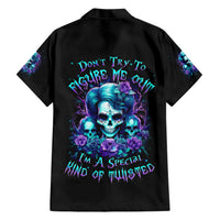 Flower Lady Skull Family Matching Short Sleeve Bodycon Dress and Hawaiian Shirt Don't Try To Figure Me Out - Wonder Print Shop