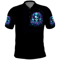 Flower Lady Skull Polo Shirt Don't Try To Figure Me Out - Wonder Print Shop