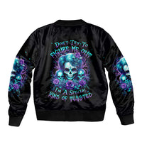 Flower Lady Skull Sleeve Zip Bomber Jacket Don't Try To Figure Me Out - Wonder Print Shop