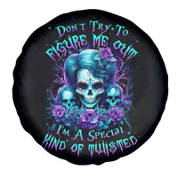 Flower Lady Skull Spare Tire Cover Don't Try To Figure Me Out - Wonder Print Shop