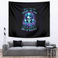 Flower Lady Skull Tapestry Don't Try To Figure Me Out - Wonder Print Shop