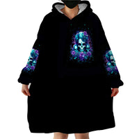 Flower Lady Skull Wearable Blanket Hoodie Don't Try To Figure Me Out - Wonder Print Shop
