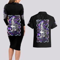 Mermaid Skull Couples Matching Long Sleeve Bodycon Dress and Hawaiian Shirt The Little Mermaid - Wonder Print Shop