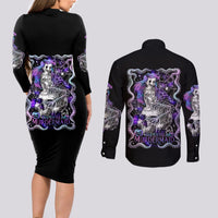 Mermaid Skull Couples Matching Long Sleeve Bodycon Dress and Long Sleeve Button Shirt The Little Mermaid - Wonder Print Shop