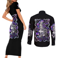 Mermaid Skull Couples Matching Short Sleeve Bodycon Dress and Long Sleeve Button Shirt The Little Mermaid - Wonder Print Shop