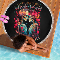 Couple Skull Beach Blanket I Don't Care If The Whole World Is Against Us - Wonder Print Shop