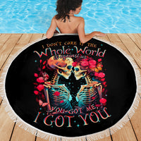 Couple Skull Beach Blanket I Don't Care If The Whole World Is Against Us - Wonder Print Shop