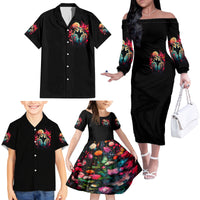 Couple Skull Family Matching Off Shoulder Long Sleeve Dress and Hawaiian Shirt I Don't Care If The Whole World Is Against Us - Wonder Print Shop