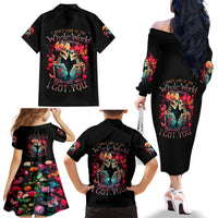 Couple Skull Family Matching Off Shoulder Long Sleeve Dress and Hawaiian Shirt I Don't Care If The Whole World Is Against Us - Wonder Print Shop
