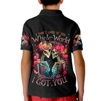Couple Skull Kid Polo Shirt I Don't Care If The Whole World Is Against Us - Wonder Print Shop