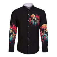 Couple Skull Long Sleeve Button Shirt I Don't Care If The Whole World Is Against Us - Wonder Print Shop