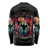 Couple Skull Long Sleeve Shirt I Don't Care If The Whole World Is Against Us - Wonder Print Shop