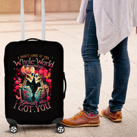 Couple Skull Luggage Cover I Don't Care If The Whole World Is Against Us - Wonder Print Shop