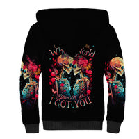 Couple Skull Sherpa Hoodie I Don't Care If The Whole World Is Against Us - Wonder Print Shop