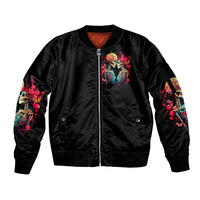 Couple Skull Sleeve Zip Bomber Jacket I Don't Care If The Whole World Is Against Us - Wonder Print Shop