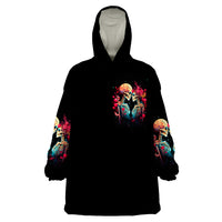 Couple Skull Wearable Blanket Hoodie I Don't Care If The Whole World Is Against Us - Wonder Print Shop