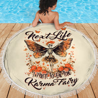 Fairy Skull Beach Blanket Next Life I Want To Be The Karma Fairy - Wonder Print Shop